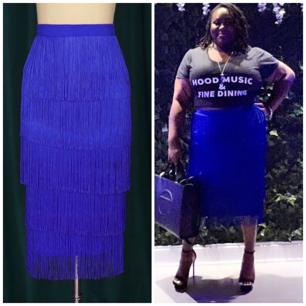 Fringe pencil skirt